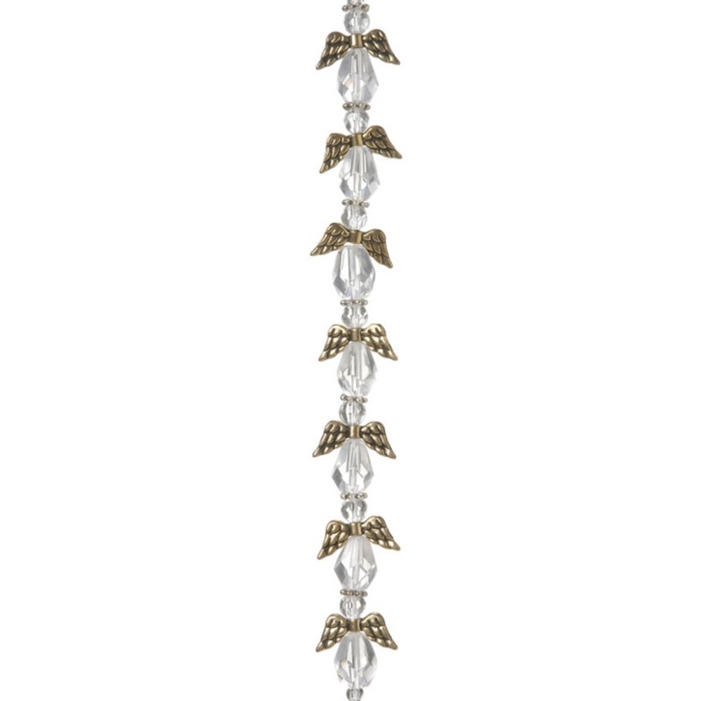 Gold angel‎ wing with 20mm crystal beads